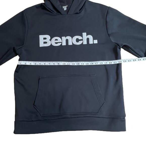 Bench Black and White Logo Fleece Lined Hoodie Size XL - Picture 5 of 7